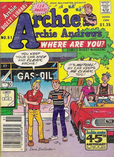 Archie... Archie Andrews Where Are You? Comics Digest Magazine #51 (1987)