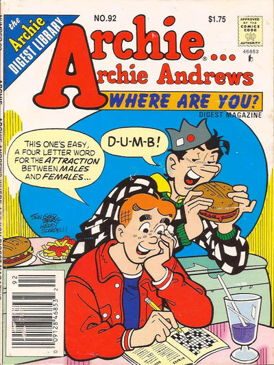 Archie... Archie Andrews Where Are You? Comics Digest Magazine #92 (1994)