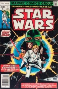 comic cover shows a listing price of 35 cents and has Luke Skywalker posing on the cover