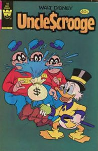 comic cover that shows the Whitman logo and show Uncle Scrooge McDuck tricking the Beagle Boys