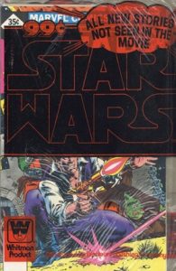 Star wars comic shown in a plastic bag that says Whitman Product on it